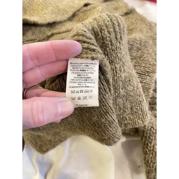 Free People Slouchy Oversized Tan Wool Alpaca Blend Grandpa Cardigan M - Picture 5 of 5